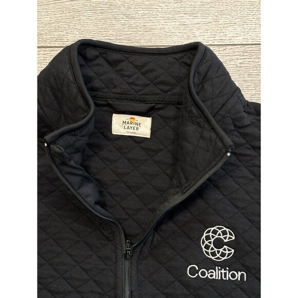 Marine Layer Sweater Mens 2XL XXL Black Quilted Soft Pullover Quarter Zip Casual - Picture 3 of 7